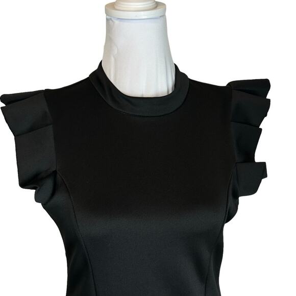 Leola Couture Dress Womens Size S Black Cutout Ruffle Classic Feminine Party LBD - Picture 4 of 10